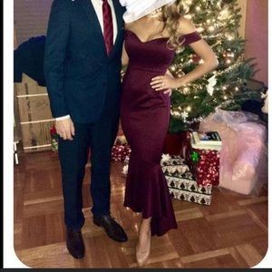 SOLD Merlot mermaid high low gown